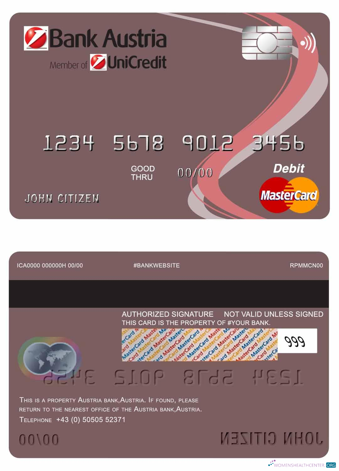 Download Austria Bank Austria mastercard debit card Photoshop template